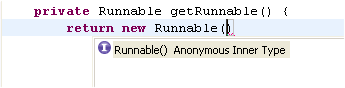 Content assist for an anonymous class