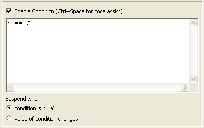 Breakpoint properties dialog