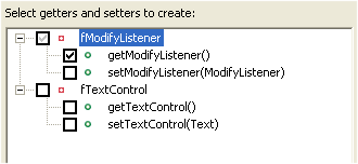 Generate Getter and Setter dialog
