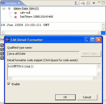Detail formatter dialog