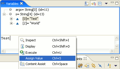 Change variable value dialog