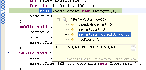 Result of an inspect in a pop-up