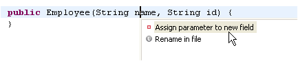'Assign parameter to new field' quick assist