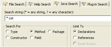 Search for method with given return type