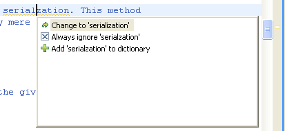 An example of a spelling correction proposal.